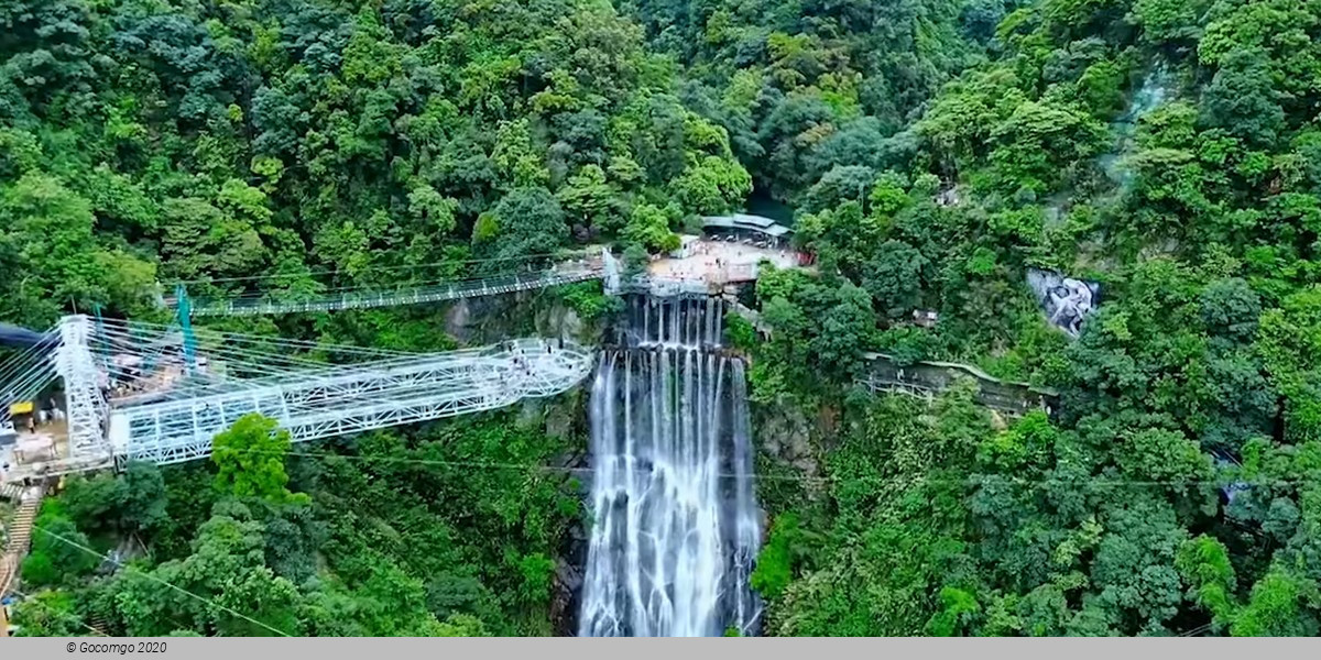 Gulong Gorge Skywalk Glass Bridge and Waterfall View Private Tour